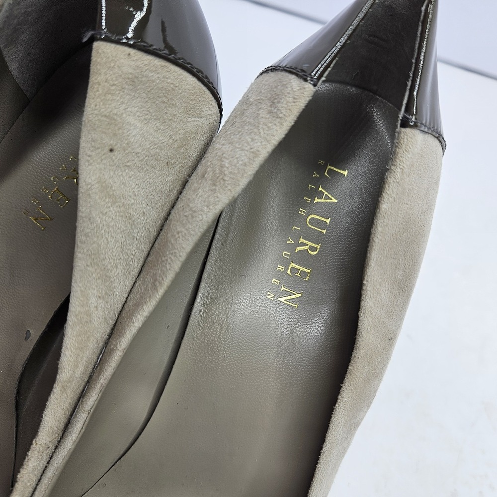 Lauren Ralph Lauren Beige Suede Heels Leather Upper Size 9B Heel 4" - Picture 6 of 9